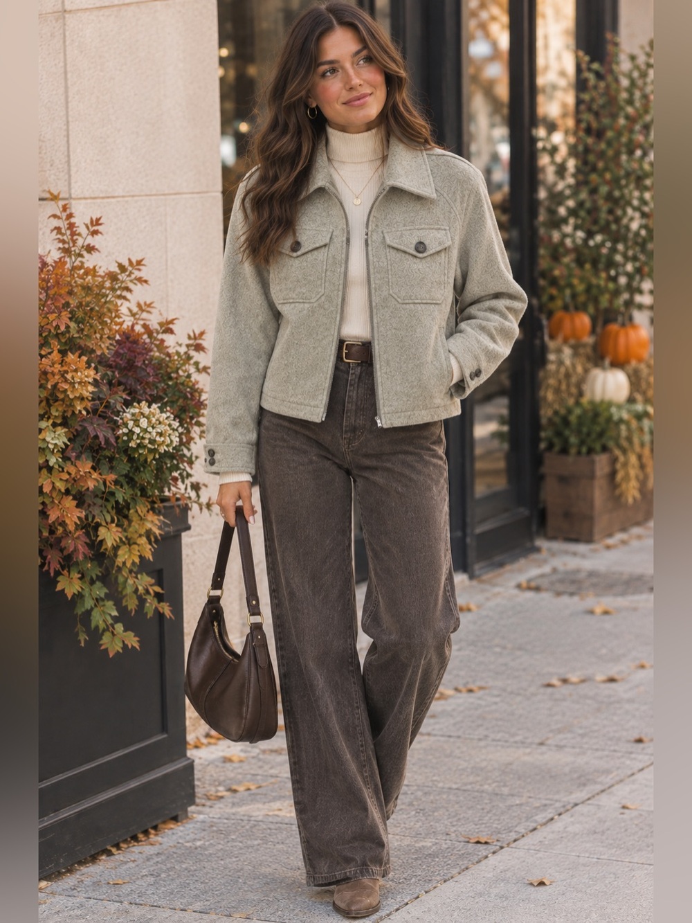Anthropologie Avec Les Filles Relaxed Zip Front Shacket Oatmeal Felted Jacket S